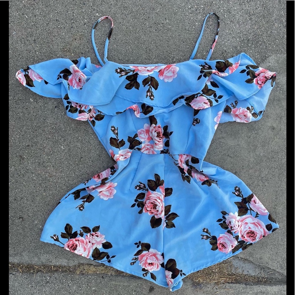 Blue Floral Romper